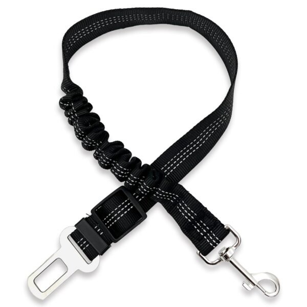 Adjustable Elastic Dog Car Seat Belt with Bungee Buffer, Reflective Nylon Safety Restraint Tether - Image 4